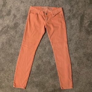 Express Salmon Colored Jean Leggings Zelda Slim Fit Ultra Low Rise